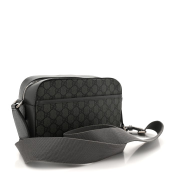 GUCCI GG Supreme Monogram Textured Dollar Calfskin Ophidia Shoulder Bag Grey Black Graphite Grey
