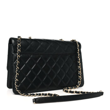 CHANEL Sheepskin Quilted Large Beauty Lock Flap Black