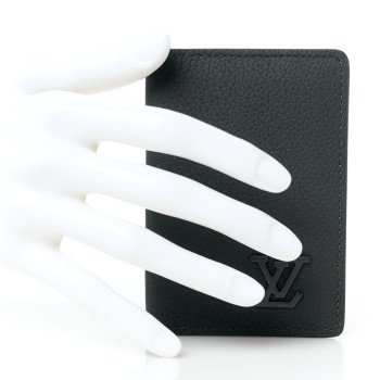 LOUIS VUITTON Grained Calfskin Aerogram Pocket Organizer Black