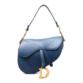 CHRISTIAN DIOR Calfskin Gradient Saddle Bag Indigo Blue