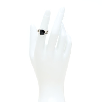 DAVID YURMAN Sterling Silver Diamond Black Onyx 10mm Petite Wheaton Ring 49 5