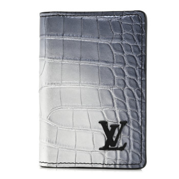 LOUIS VUITTON Metallic Alligator Pocket Organizer Silver Multicolor