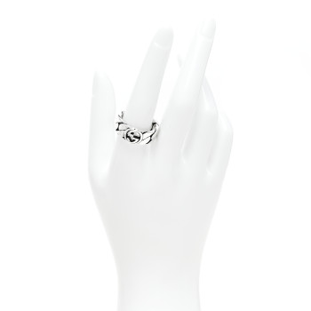 GUCCI Sterling Silver Interlocking G Chainlink Wide Band Ring 61 9.5