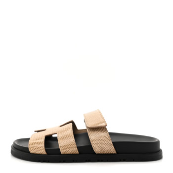 HERMES Lizard Womens Chypre Sandals 38 Beige Argile