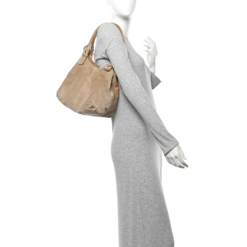 PRADA Suede Scamosciato Shopping Tote Sabbia