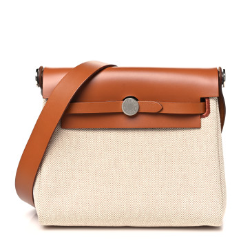 HERMES Military Toile Vache Hunter Herbag Zip Retourne 20 Ecru Beige Fauve