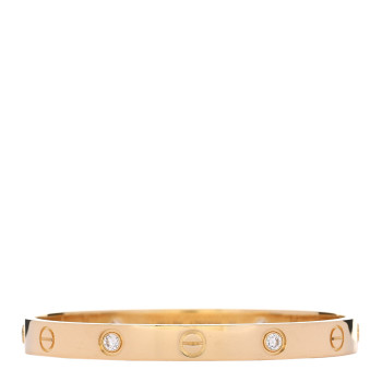 CARTIER 18K Yellow Gold 4 Diamond LOVE Bracelet 16