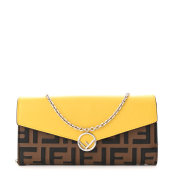 FENDI Vitello Cruise F is Fendi Bi-Color FF 1974 Embossed Continental Envelope Wallet On Chain Maya Black Sunflower