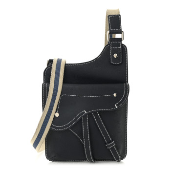 CHRISTIAN DIOR X KAWS Grained Calfskin Saddle Pouch Blue Multicolor