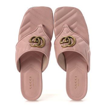 GUCCI Nappa Charlotte Double G Marmont Thong Sandals 37 Perfect Pink