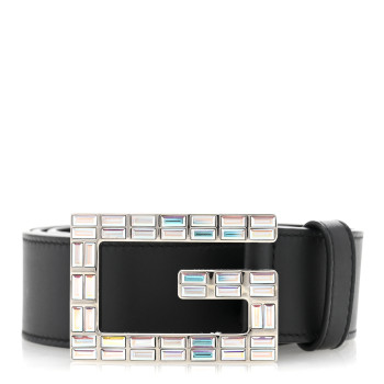 GUCCI Calfskin Crystal Square G Madelyn Belt 90 36 Black