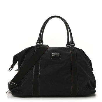 CHRISTIAN LOUBOUTIN Nylon Calfskin Paris Loubcity Weekender Black Gunmetal
