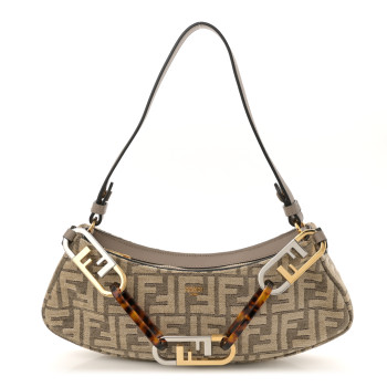 FENDI Chenille Vitello King Plexiglass FF O'Lock Swing Tortora Nuvola