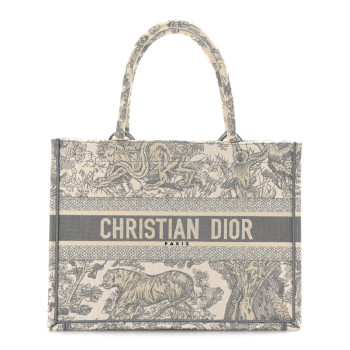 CHRISTIAN DIOR Canvas Embroidered Medium Dioriviera Toile De Jouy Book Tote Gray