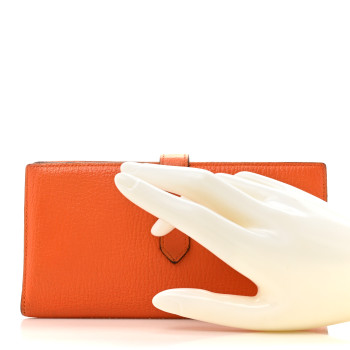 HERMES Chevre Mysore Bearn Gusset Wallet Orange