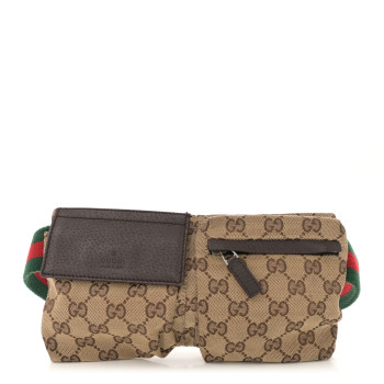 GUCCI Monogram Web Belt Bag Dark Brown