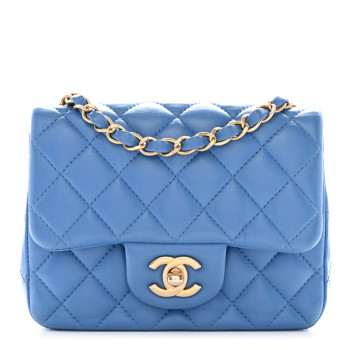 CHANEL Lambskin Quilted Mini Square Flap Blue