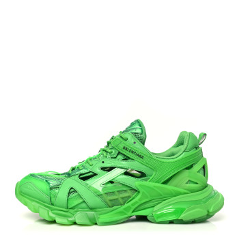 BALENCIAGA Rubber Mesh Monocolor Clear Sole Mens Track.2 Open Sneakers 45 Green
