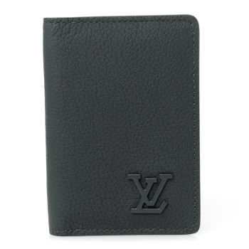 LOUIS VUITTON Grained Calfskin Aerogram Pocket Organizer Black