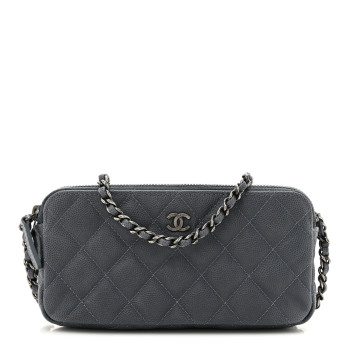 CHANEL Caviar Quilted Small Clutch With Chain Grey