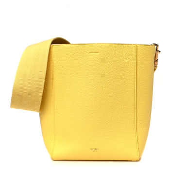 CELINE Soft Grained Calfskin Small Sangle Bucket Bag Citron