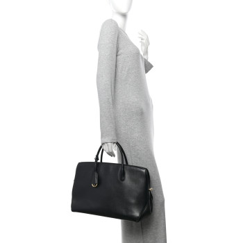 CHRISTIAN DIOR Grained Calfskin Large Bar Zip Tote Black