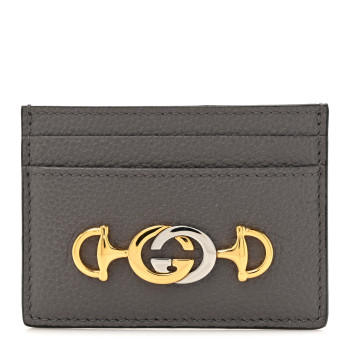 GUCCI Grainy Calfskin Zumi Card Holder Dusty Grey