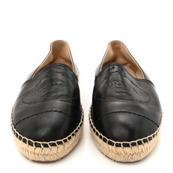 PRADA Nappa Logo Cap Toe 20mm Espadrilles 37 Black