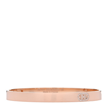 HERMES 18K Rose Gold Diamond PM H D'Ancre Bracelet SH