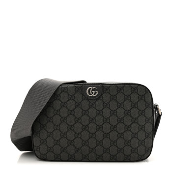 GUCCI GG Supreme Monogram Textured Dollar Calfskin Ophidia Shoulder Bag Grey Black Graphite Grey