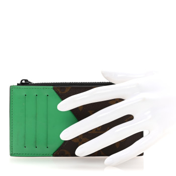 LOUIS VUITTON Monogram Calfskin Coin Card Holder Minty Green