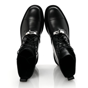 HERMES Glossed Calfskin Funk Ankle Boots 36 Black