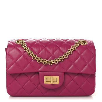 CHANEL Aged Calfskin Quilted 2.55 Reissue Mini Flap Fuchsia