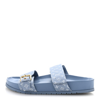 LOUIS VUITTON Monogram Jacquard Bom Dia Flat Comfort Mules 36 Blue