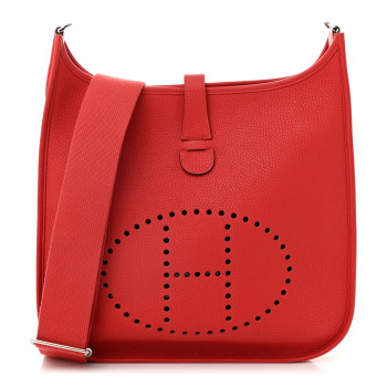 HERMES Taurillon Clemence Evelyne III GM Rouge Garance
