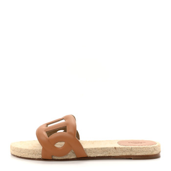 HERMES Nappa Famosa Espadrille Sandals 38 Naturel