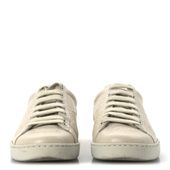GUCCI Calfskin GG Tennis Embossed Ace Sneakers 37 Mystic White