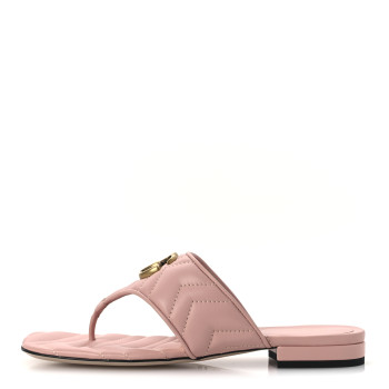 GUCCI Nappa Charlotte Double G Marmont Thong Sandals 37 Perfect Pink