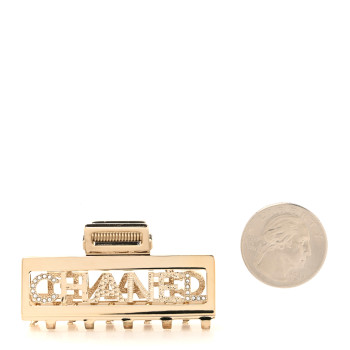 CHANEL Metal Crystal CC Hair Clip Gold
