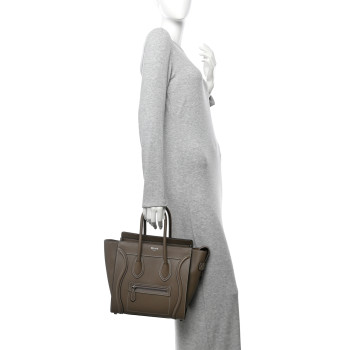 CELINE Drummed Calfskin Micro Luggage Souris