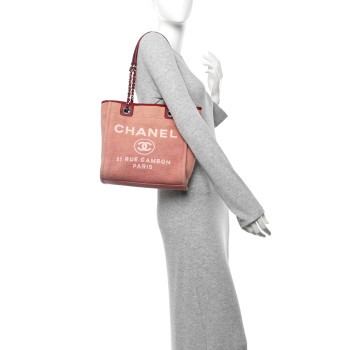 CHANEL Canvas Mini Deauville Tote Red