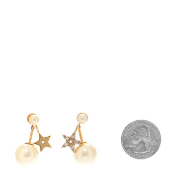 CHRISTIAN DIOR Pearl Crystal My ABCDior Tribales Etoile Star Earrings Gold