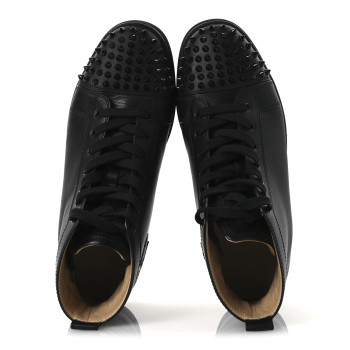 CHRISTIAN LOUBOUTIN Calfskin Mens Lou Spikes High Top Sneakers 43 Black