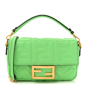FENDI Nappa FF 1974 Embossed Mini Baguette Edamame