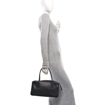 THE ROW Polished Saddle Calfskin E/W Top Handle Bag Black