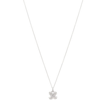 TIFFANY 18K White Gold Diamond Signature X Pendant Necklace
