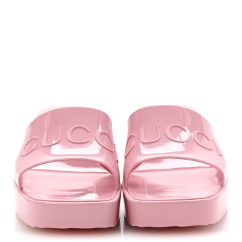 GUCCI Rubber Gucci Logo Womens Platform 20/60mm Slide Sandals 39 Wild Rose
