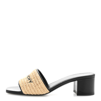 GIVENCHY Raffia 4G Logo Mule Sandals 35 Beige Black