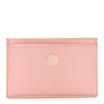 CHANEL Calfskin CC Button Card Holder Case Pink