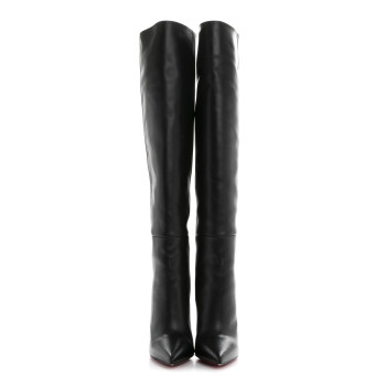 CHRISTIAN LOUBOUTIN Calfskin Astrilarge Botta 100 Knee High Boots 37.5 Black